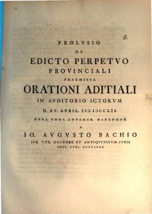 Prolusio de edicto perpetuo provinciali