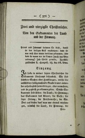 Zwei und vierzigste Christenlehre. Von den Sakramenten der Taufe und der Firmung.