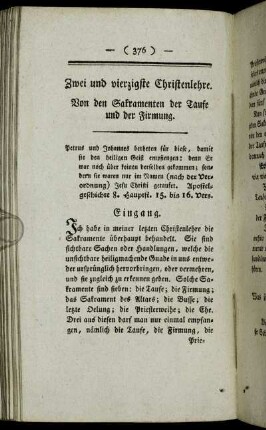 Zwei und vierzigste Christenlehre. Von den Sakramenten der Taufe und der Firmung.