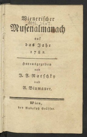 1782: Wienerischer Musenalmanach
