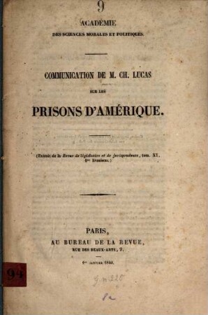 Communication sur les prisons d'Amérique