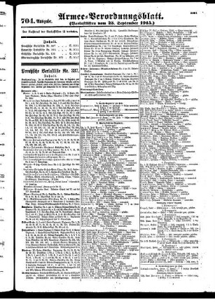 704. Ausgabe. Samstag, 25. September 1915