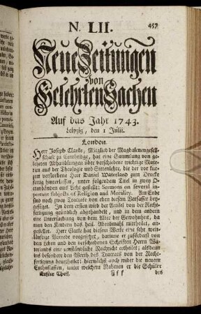 N. LII. Leipzig, den 1 Julii. - N. LV. Leipzig, den 11 Julii.