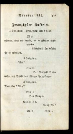 Zwanzigster Auftritt. Königinn. Prinzessinn von Eboli