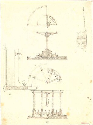 Zanth, Karl Ludwig Wilhelm von; 2 Kassetten Skizzen - Architektur (Teilgrundriss, Teilansichten, Details)
