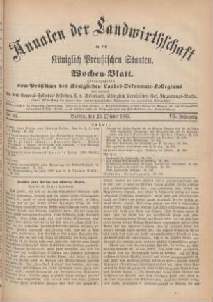 No. 43. Berlin, den 23. Oktober 1867. VII. Jahrgang.