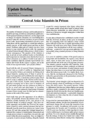 Central Asia : Islamists in prison
