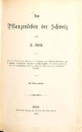 Das Pflanzenleben der Schweiz
