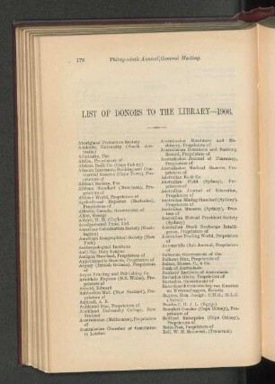 List of Donors to the Library, 1906.
