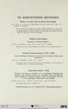 VII. Merkwürdige Menschen (Nr. 870-883)