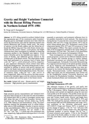 Gravity and height variations connected with the recent rifting process in northern Iceland 1975 - 1981