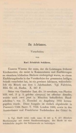 136-159 Zu Adrianos : Vorarbeiten