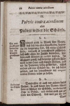 IX. Pulvis contra acredinem oder Pulver wider die Schärfe. - X. Pulvis ant-epilepticus niger oder Pulver wider die Seuche.