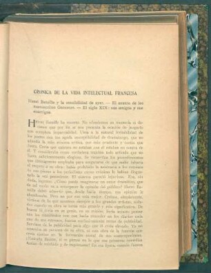 Crónica de la vida intelectual francesa