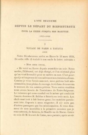 Livre deuxieme. Depuis le départ du bienheureux