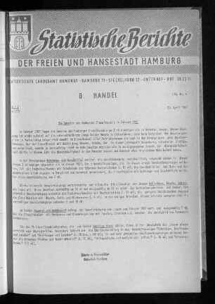 Die Umsätze des Hamburger Einzelhandels im Februar 1957 : Lfd. Nr. 4