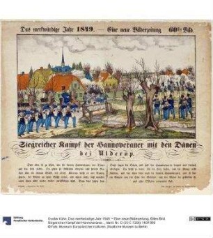 Das merkwürdige Jahr 1849. – Eine neue Bilderzeitung. 60tes Bild. Siegreicher Kampf der Hannoveraner mit den Dänen bei Ulderup.