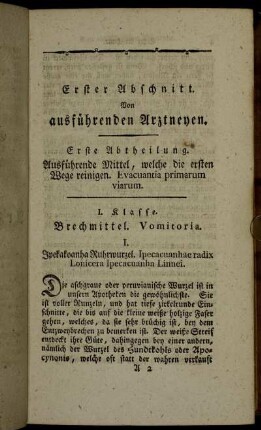 Erster Abschnitt. Von ausführenden Arztneyen.