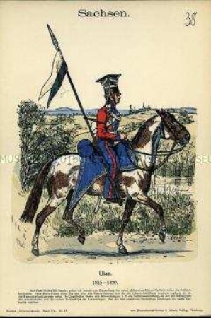 Uniformdarstellung, Gemeiner des Ulanen-Regiments, Königreich Sachsen, 1815/1820.
