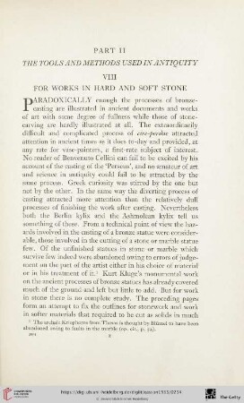 VIII. For works in hard and soft stone