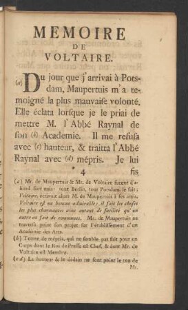 Memoire De Voltaire