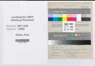 Entnazifizierung Paul Gloria, geb. 09.12.1898 (Landesinspektor)