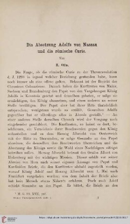Die Absetzung Adolfs von Nassau und die römische Curie