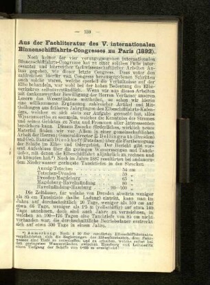 Aus der Fachliteratur des V. internationalen Binnenschifffahrts-Congresses zu Paris (1892).