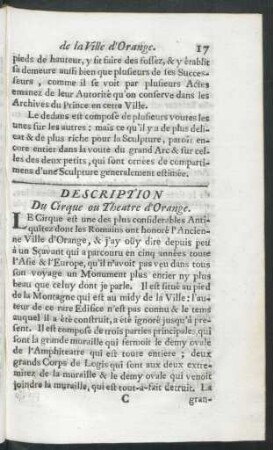 Description Du Circque ou Theatre d'Orange