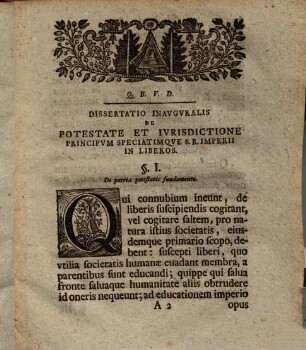 Dissertatio Inavgvralis Ivridica De Potestate & Ivrisdictione Principvm, Speciatimqve S. R. Imperii, In Liberos