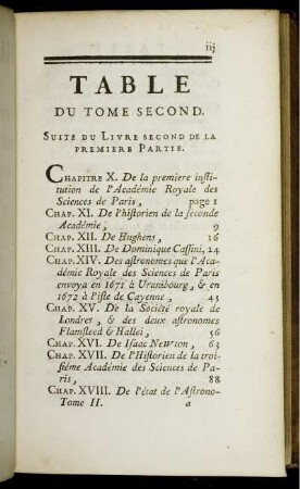 Table Du Tome Second.