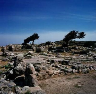 Palast von Gournia : Gournia (Kreta). Palastanlage. Die Palastanlage auf der Höhe des Stadthügels