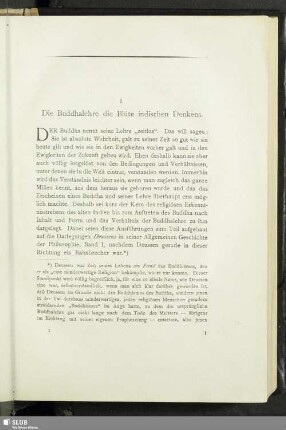 I. Die Buddhalehre die Blüte indischen Denkens