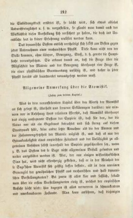 Allgemeine Anmerkung über die Atomistik. (Zusatz zum dritten Kapitel.)