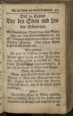22. Vor den Stein und Lenden-Schmerzen