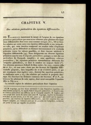 Chapitre V. Des solutions particuliéres des équations différentielles.