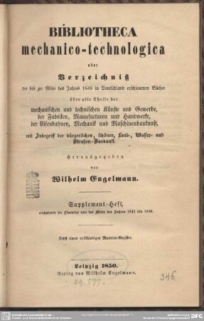 Suppl.-H.: Die Literatur von der Mitte des Jahres 1843 bis 1849 : nebst einem vollständigen Materien-Register