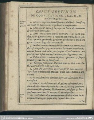 Caput Septimum. De Computatione Graduum in Consanguinitate