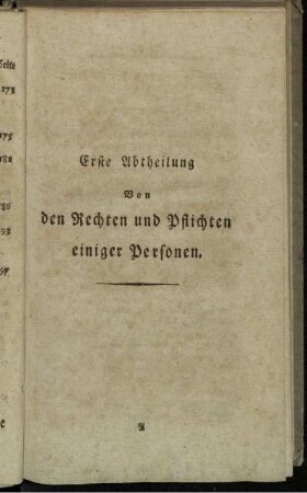 Erste Abtheilung Von den Rechten und Pflichten einiger Personen.