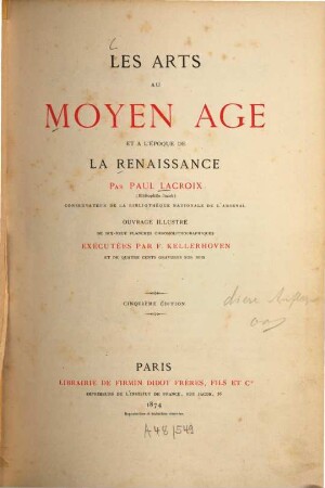 Les arts au moyen âge et à l'époque de la renaissance