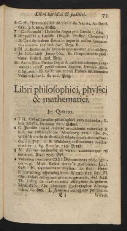 Libri philosophici, physici & mathematici.