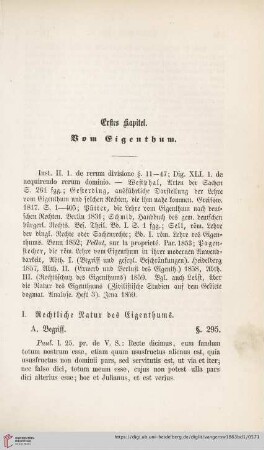 Erstes Kapitel. Vom Eigenthum