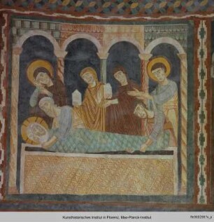 Christus in der Mandorla mit Passionsszenen : Grablegung Christi