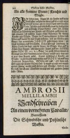 An alle fromme Diener/ Knechte und Mägde.