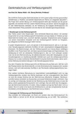 Denkmalschutz und Verfassungsrecht