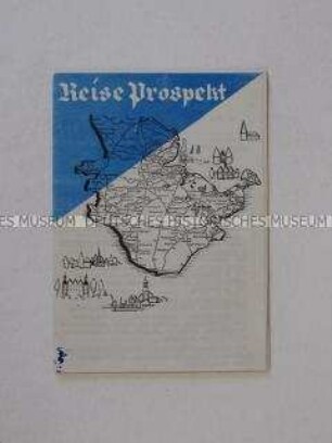 Illegale Flugschrift der KPD Schleswig-Holstein mit dem Programm für die Kommunalwahlen 1959 im Layout eines Reise-Prospektes