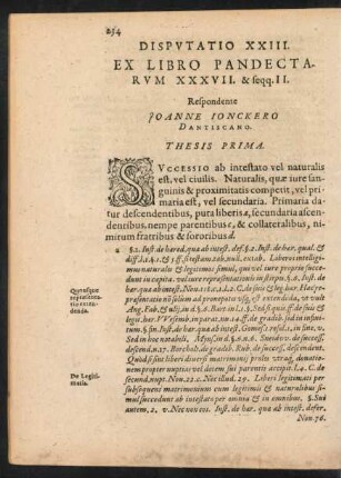 Disputatio XXIII. Ex Libro Pandectarum XXXVII. & seqq. II.