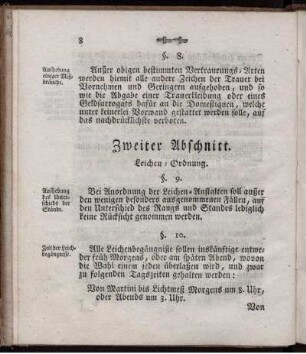 Zweiter Abschnitt. Leichen-Ordnung.