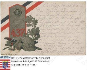 Militär, Feldpostkarten / Feldpostkarte mit Stahlhelm und Schwert Kompanie Nr. 437
