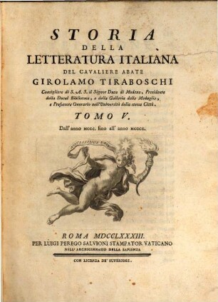 Storia Della Letteratura Italiana, Tomo V.. Dall' anno MCCC. fino all' anno MCCCC.